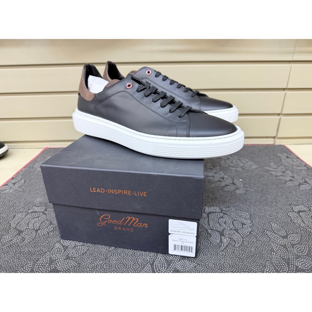 Good Man Brand Legend London Black Dark Vachetta Italy Leather Sneakers Size 10